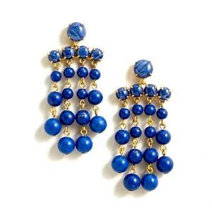 💙 NEW J. Crew Blue Chandelier Glass Beaded Drop Earrings